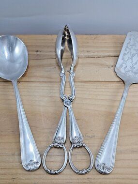 Gorham Heritage Serving Set-Silverplate- Spatula -Salad Tongs -Serving Spoon-VTG